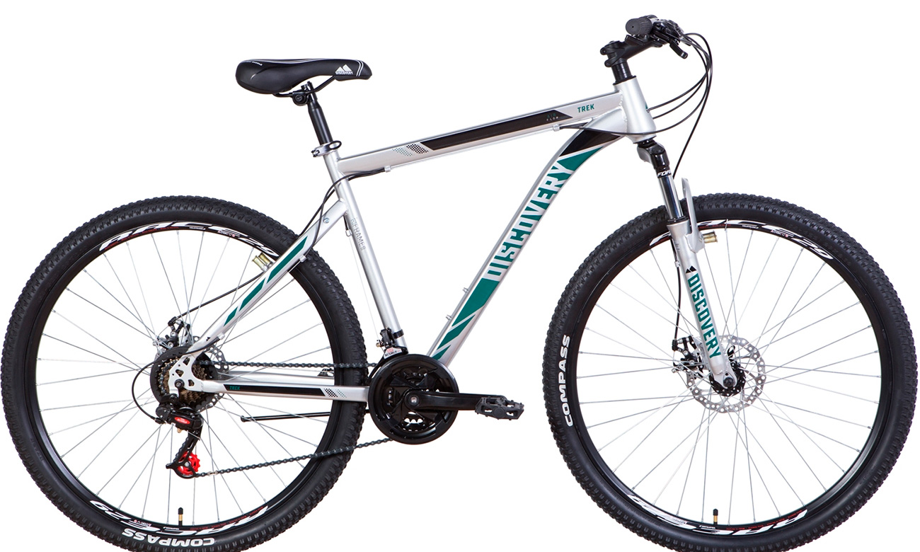 Фотография Велосипед Discovery TREK AM DD 29" (2021) 2021 Серебристо-зеленый